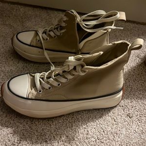 Platform knock off converse. Tan size 6 worn once